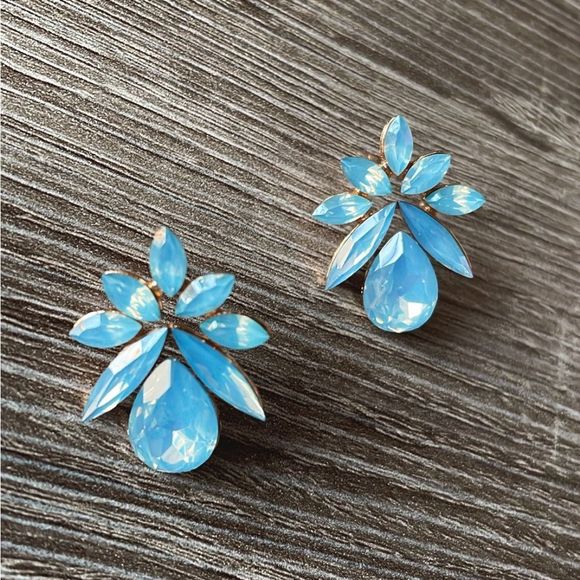 Anthropologie Jewelry - Blue crystal earrings A84